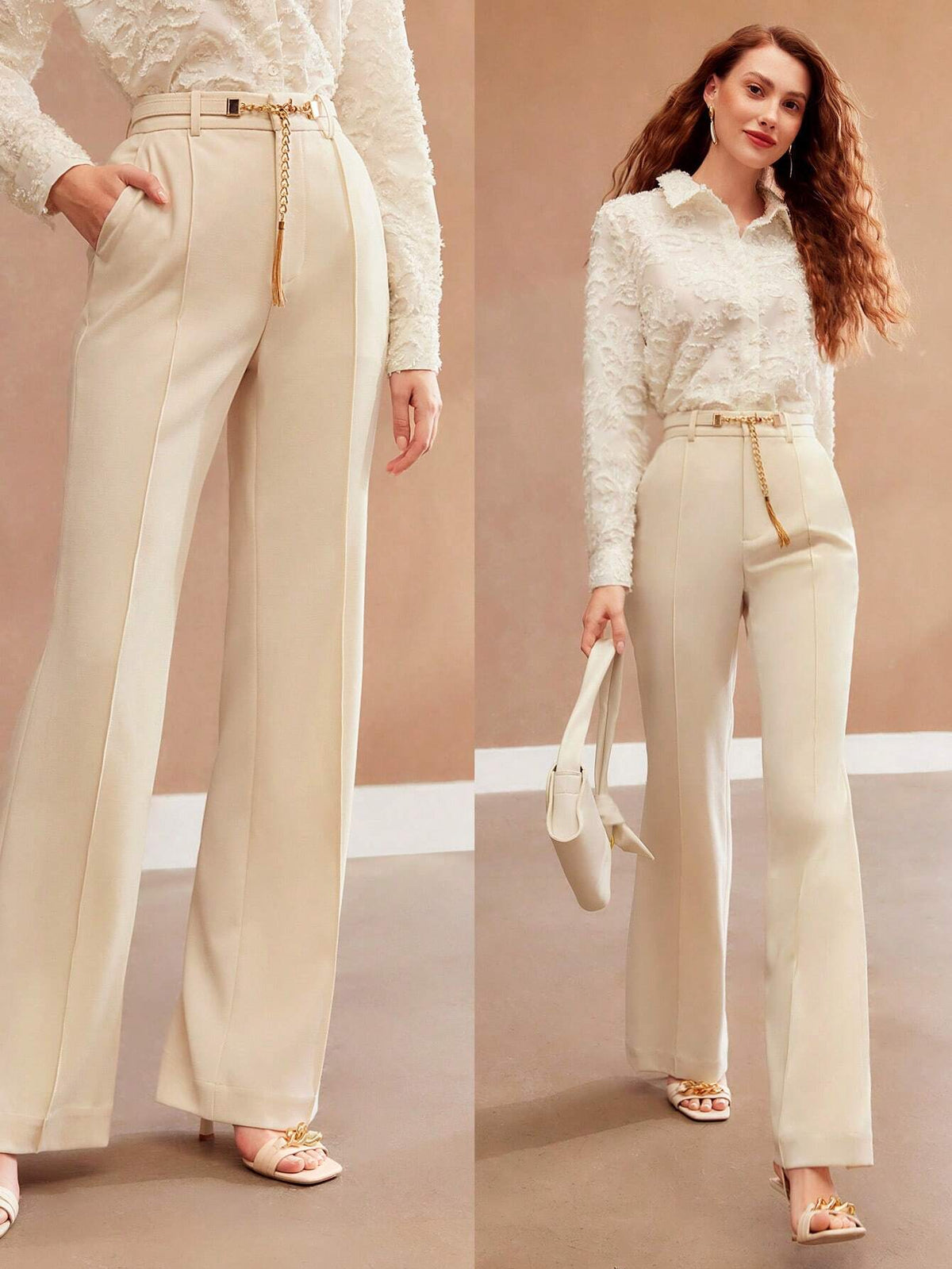 Calça Premium de Terninho com Cinto Encadeado
