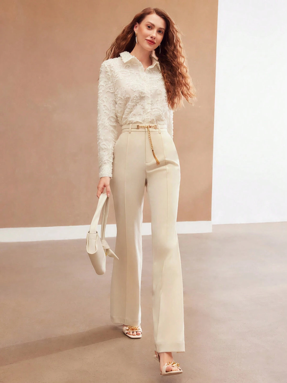 Calça Premium de Terninho com Cinto Encadeado